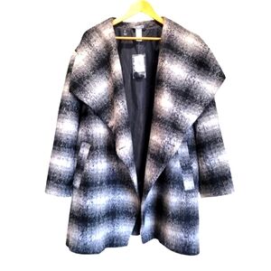 NWT 3X CATHERINES Wool Blend Plaid Peacoat with Pockets